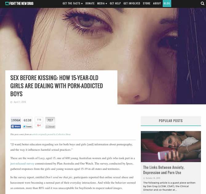 Sex Boys And Girls - SEX BEFORE KISSING: HOW 15-YEAR-OLD GIRLS ARE DEALING WITH PORN-ADDICTED  BOYS - Brett.Ullman