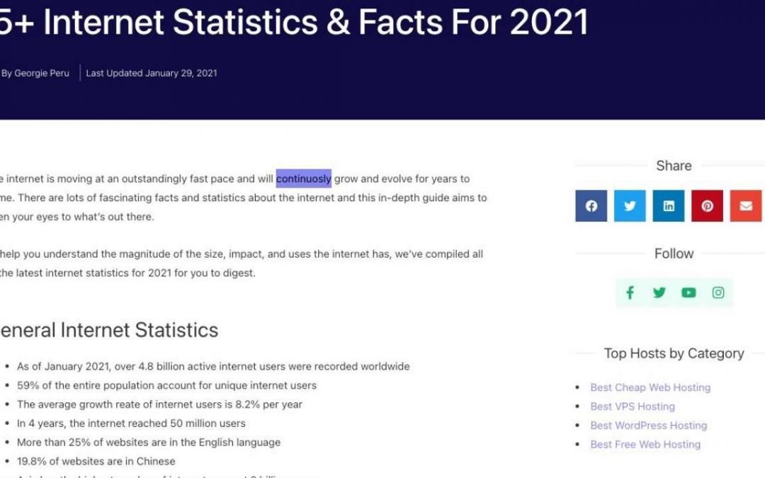 75+ fascinating Internet Statistics & Facts For 2021